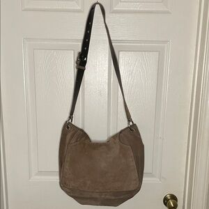 Worth Suede Taupe Shoulder Bag